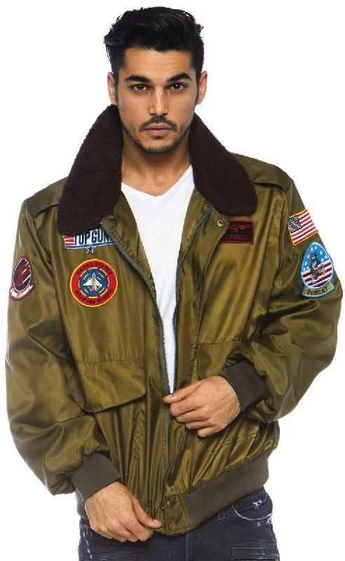 Top Gun Licensed Mens Aviator Bomber Costume Jacket Denim Jacket Leather Jacket Suede Jacket