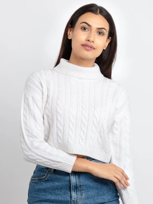 Womens Cable Knit Turtle Neck Sweater Transparent Opaque Sheer