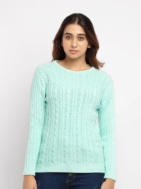 Women's Cable Knit Sweater Handmade Hand-knitted Hand-woven