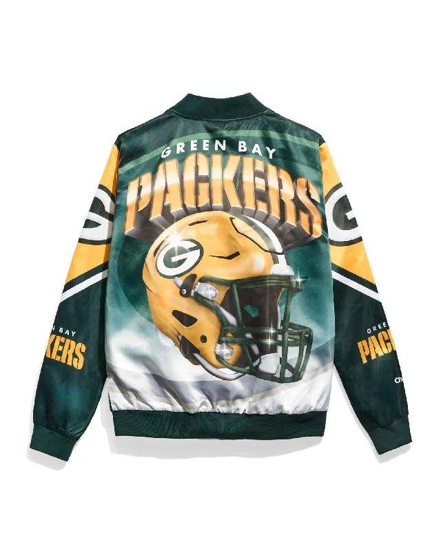 Green Bay Packers Helmet Fanimation Satin Jacket Mesh Jacket Canvas Jacket Denim Jacket