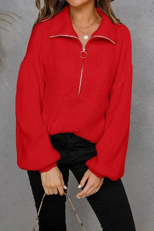 WOMENS HALF ZIP UP CASUAL SWEATER Open Front Closed Front Wrap Front