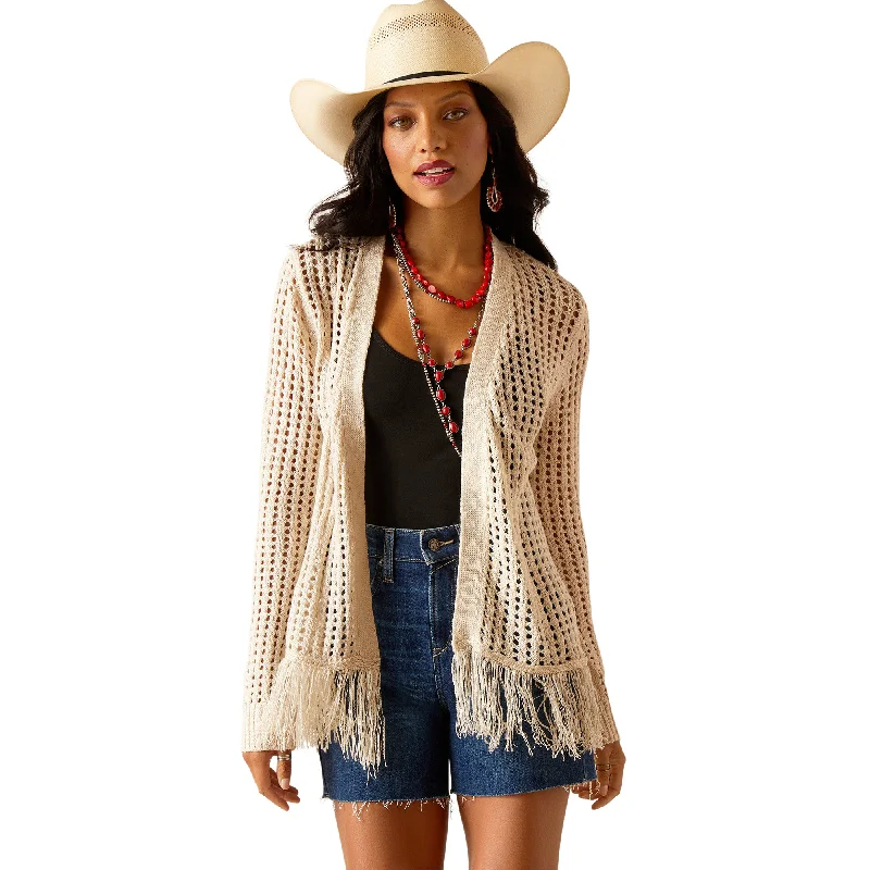 Frolic Fringe Sweater Zippered Front Buttoned Front Snap Front