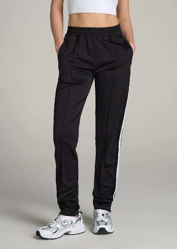 Athletic Stripe Pants for Tall Women in Black and White