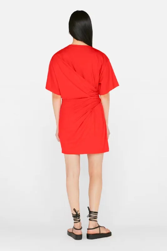 Frame Denim Draped Knit Mini Dress - Red/ Orange