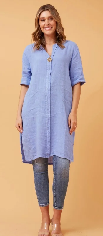 Michelle Baby Blue Linen Tunic