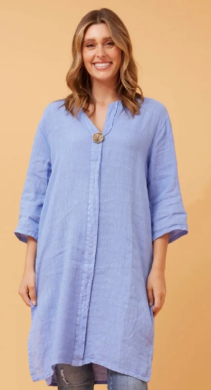 Michelle Baby Blue Linen Tunic