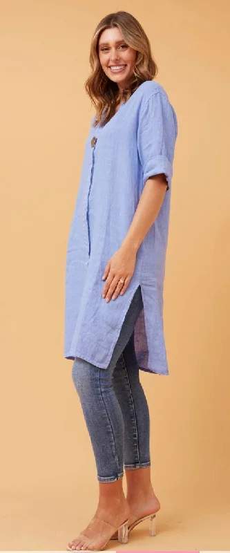 Michelle Baby Blue Linen Tunic