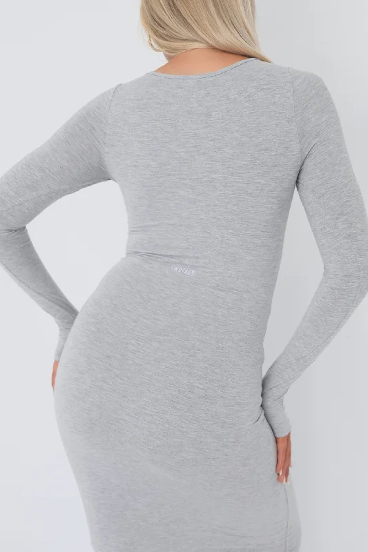 Sculpt Long Sleeve Dress - Grey Marl