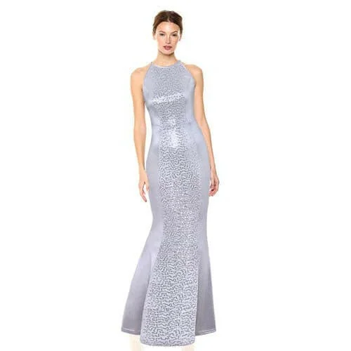 Sequins Silver Dress Bandage Sexy Women Elegant Halter Paillettes Evening Party Mermaid Maxi long Dress