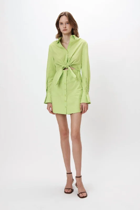 Simkhai Colbi Cotton Poplin Mini Shirt Dress - Acid Lime