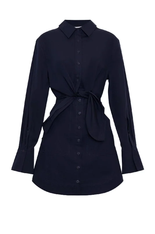 Simkhai Colbi Cotton Poplin Mini Shirt Dress - Midnight