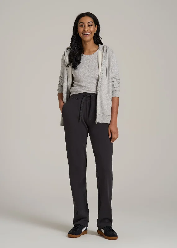 Wearever Fleece Open-Bottom Sweatpants for Tall Women in Graphite Black