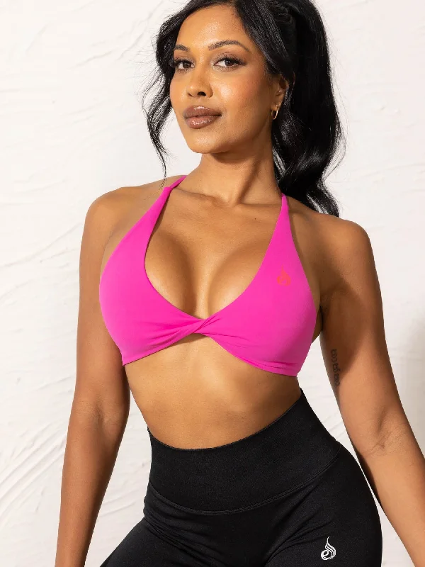 NKD Twist Sports Bra - Neon Pink