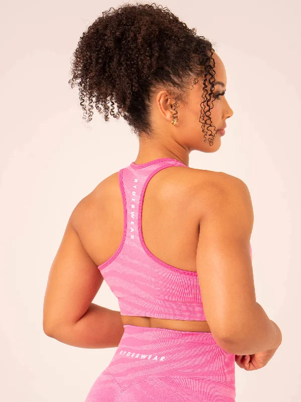 Zebra Seamless Sports Bra - Pink Zebra