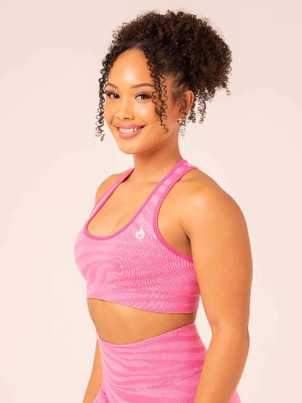 Zebra Seamless Sports Bra - Pink Zebra