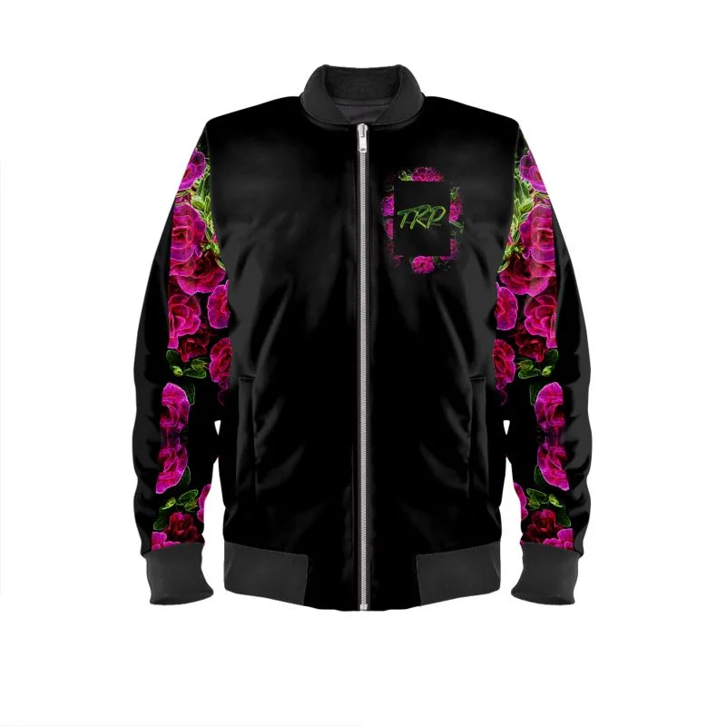 Floral Embosses: Roses 02-01 Ladies Designer Bomber Jacket