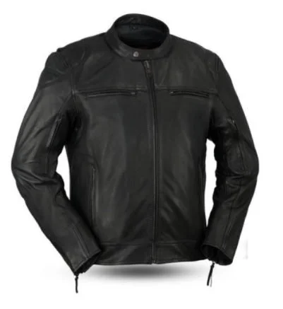 Men's Top Performer Leather Moto Jacket - Black