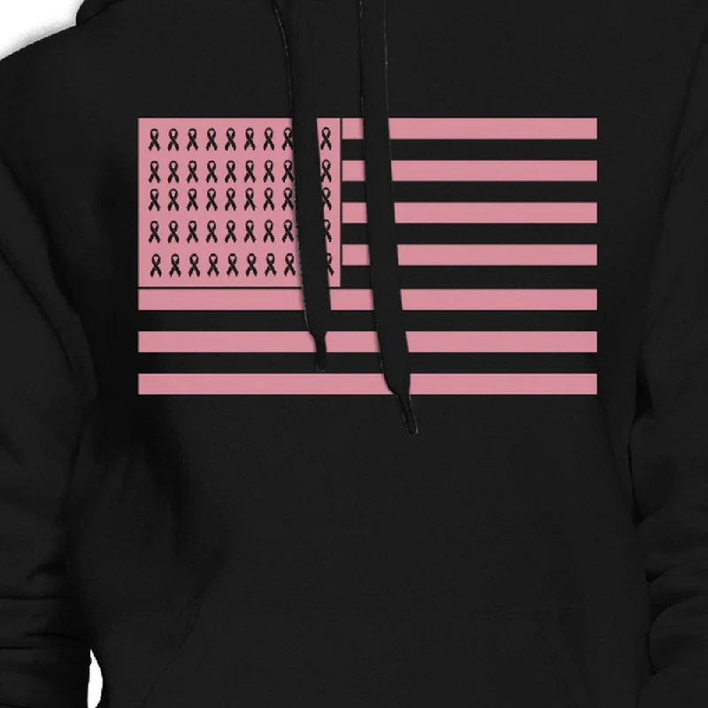 Breast Cancer Awareness Pink Flag Black Hoodie