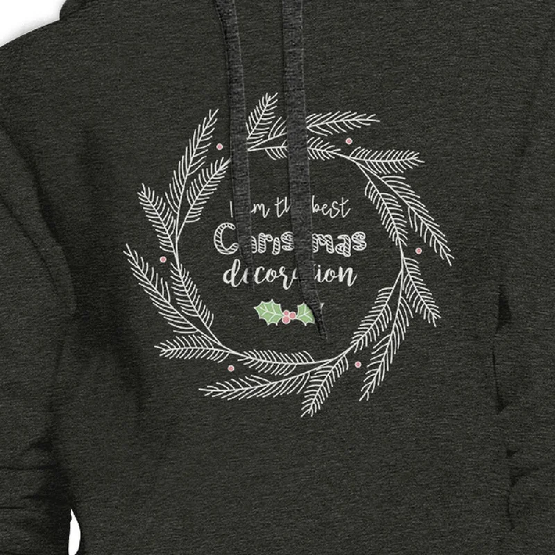 I Am The Best Christmas Decoration Wreath Dark Grey Hoodie