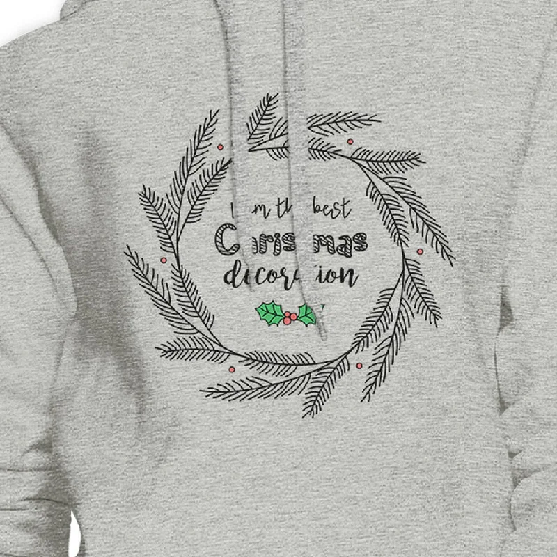 I Am The Best Christmas Decoration Wreath Grey Hoodie