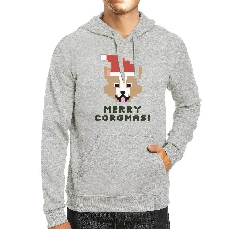 Merry Corgmas Corgi Grey Hoodie