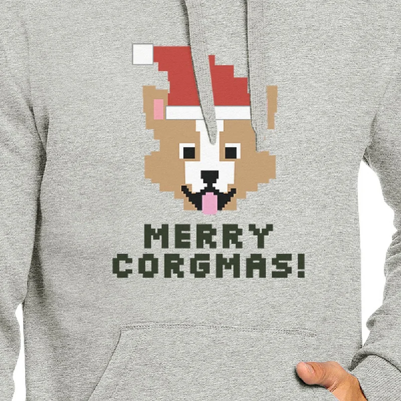 Merry Corgmas Corgi Grey Hoodie