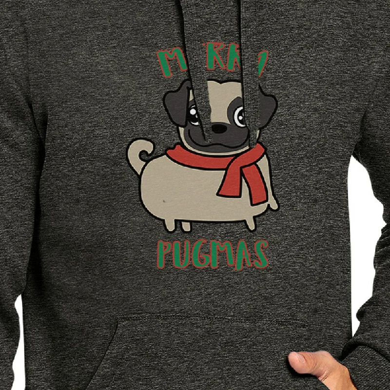 Merry Pugmas Pug Dark Grey Hoodie