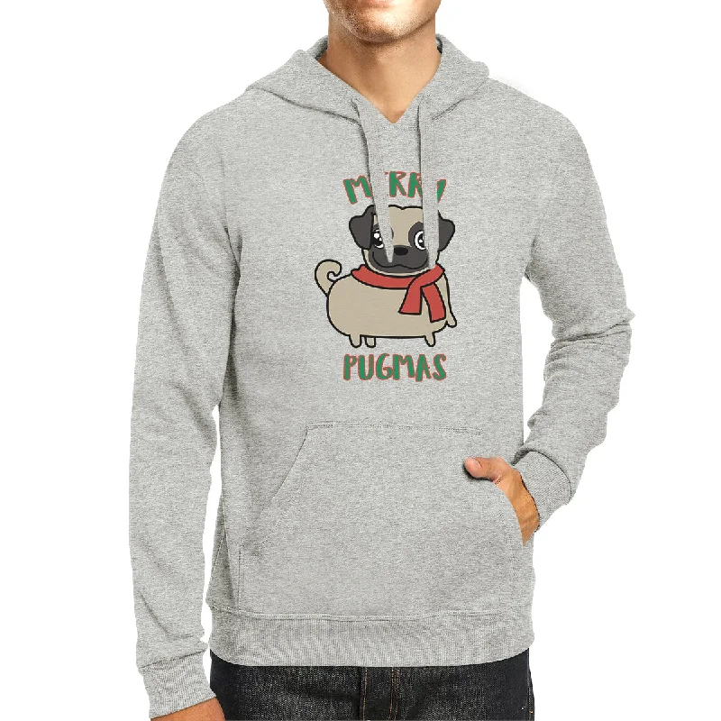 Merry Pugmas Pug Grey Hoodie