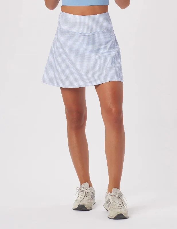 Motion Skirt: Ice Blue/Oatmilk Gingham