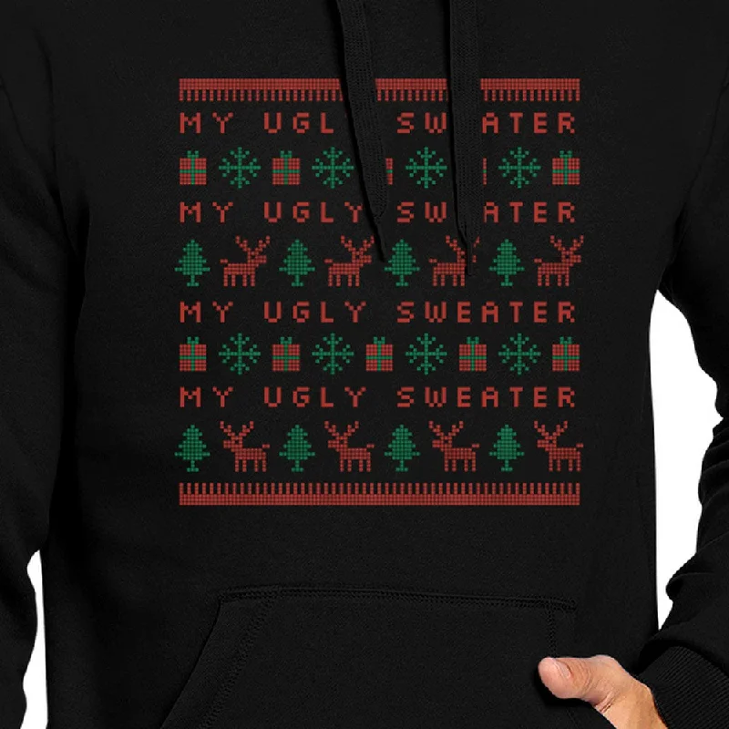 My Ugly Sweater Pattern Black Hoodie