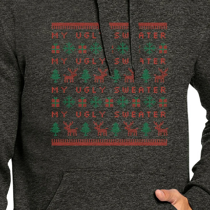 My Ugly Sweater Pattern Dark Grey Hoodie