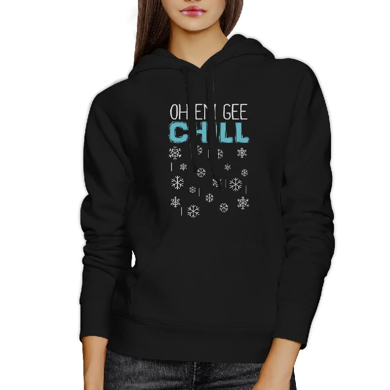 Oh Em Gee Chill Snowflakes Black Hoodie