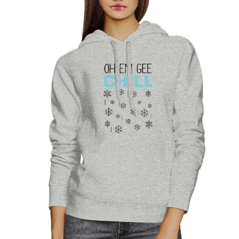 Oh Em Gee Chill Snowflakes Grey Hoodie