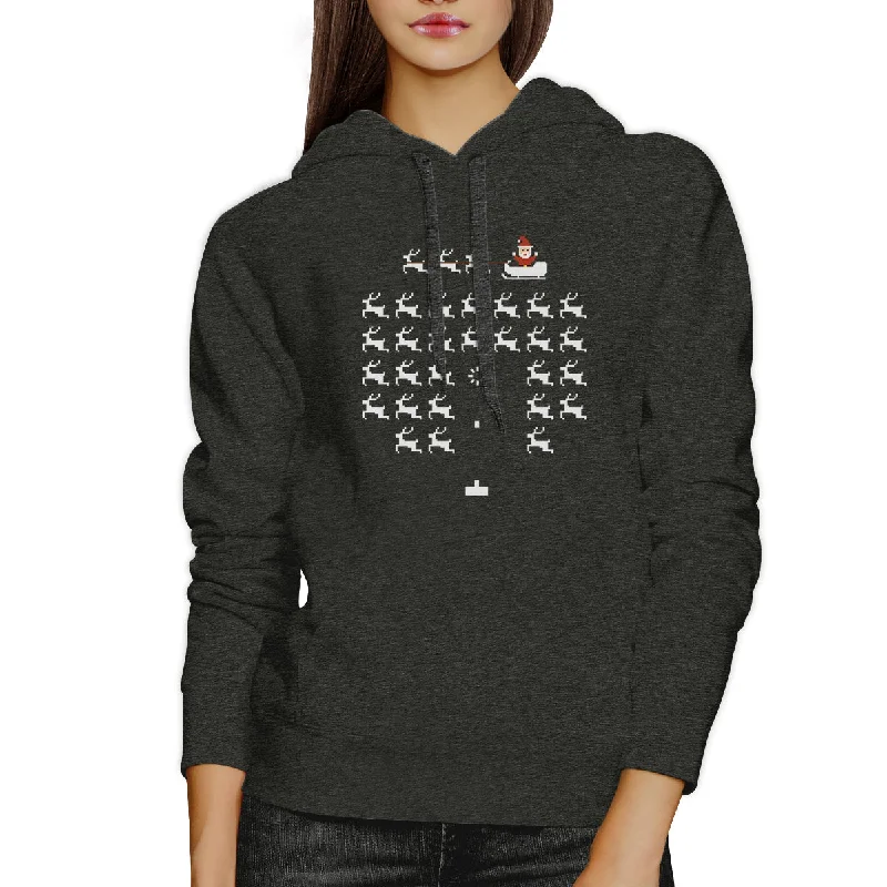 Pixel Game Santa And Rudolph Dark Grey Hoodie