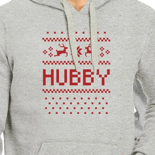 Pixel Nordic Hubby And Wifey Matching Couple Grey Hoodie