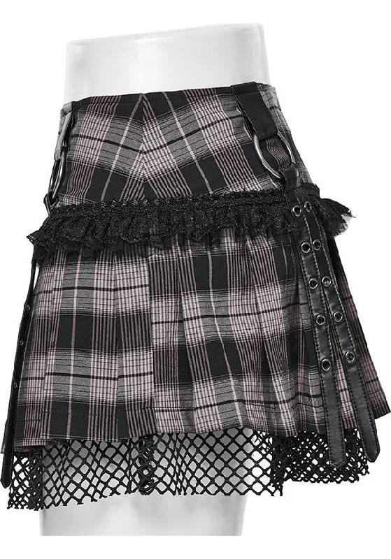 Quinn Tartan [Baby Pink/Black] | MINI SKIRT