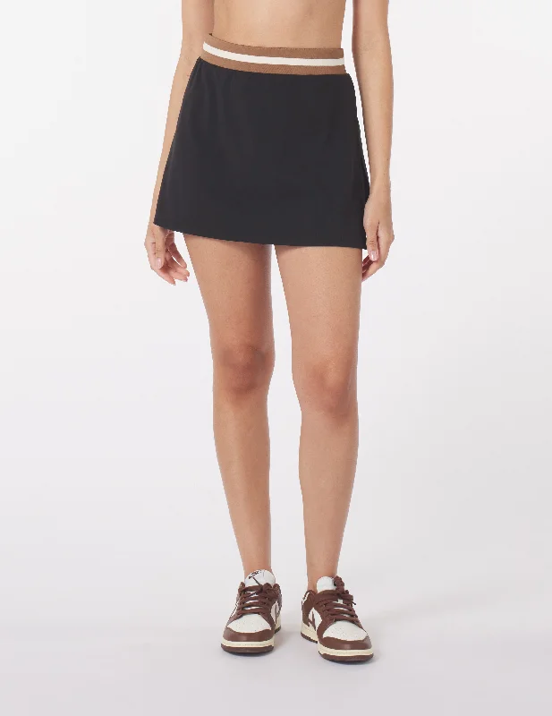 Socialite Skirt: Black Oatmilk/Almond Contrast