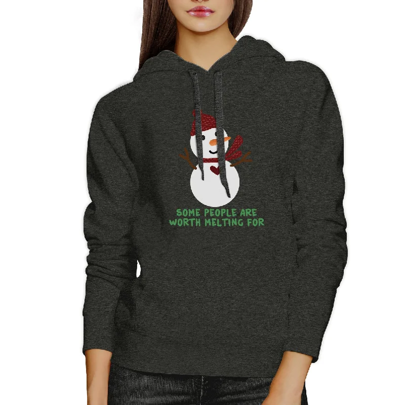 Some People Are Worth Melting For Snowman Dark Grey Hoodie