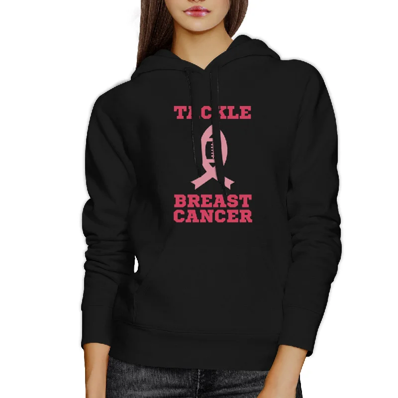 Tackle Breast Cancer Football Black Hoodie