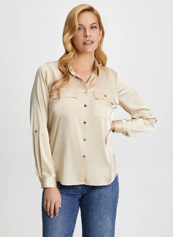 Satin Button Down Blouse