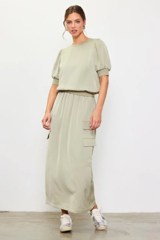 Cargo Midi Skirt - Sage