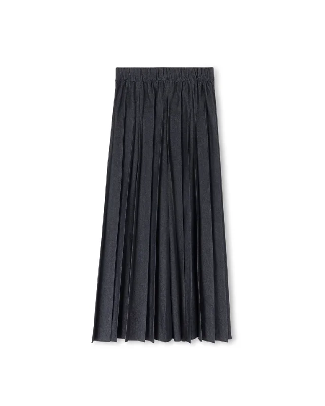 Fillmore Leather Suede Pleat Maxi Skirt