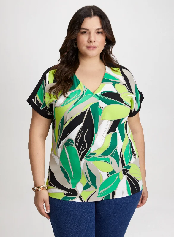 Joseph Ribkoff - Leaf Print Popover Blouse