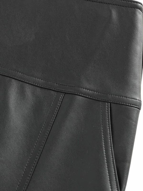 Leather Inverted Pleat Skirt-Black