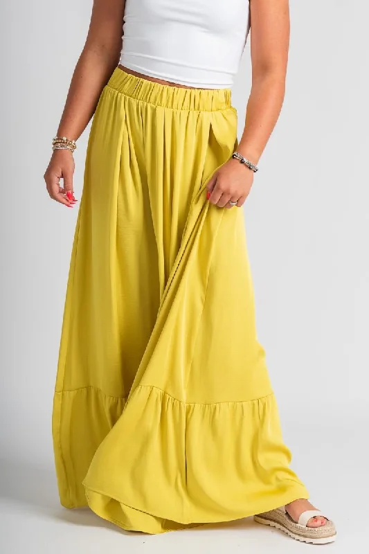 Ruffle maxi skirt chartreuse