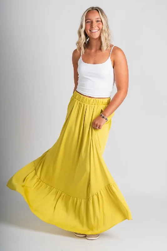 Ruffle maxi skirt chartreuse