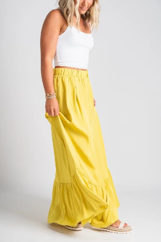 Ruffle maxi skirt chartreuse