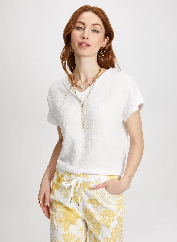 Short Sleeve Textured Blouse