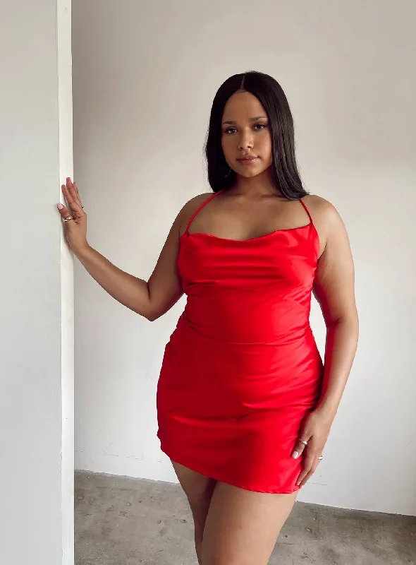 Celena Mini Dress Red Curve Fashionable A-Line Mini Dress